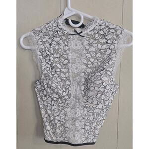 Victoria's Secret Black & White Laced  Fitted Blouse/Corset/Bustier 36C
